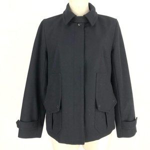 J. Crew Women's Size Small Black Wool Blend Button Front Long Sleeve Coat